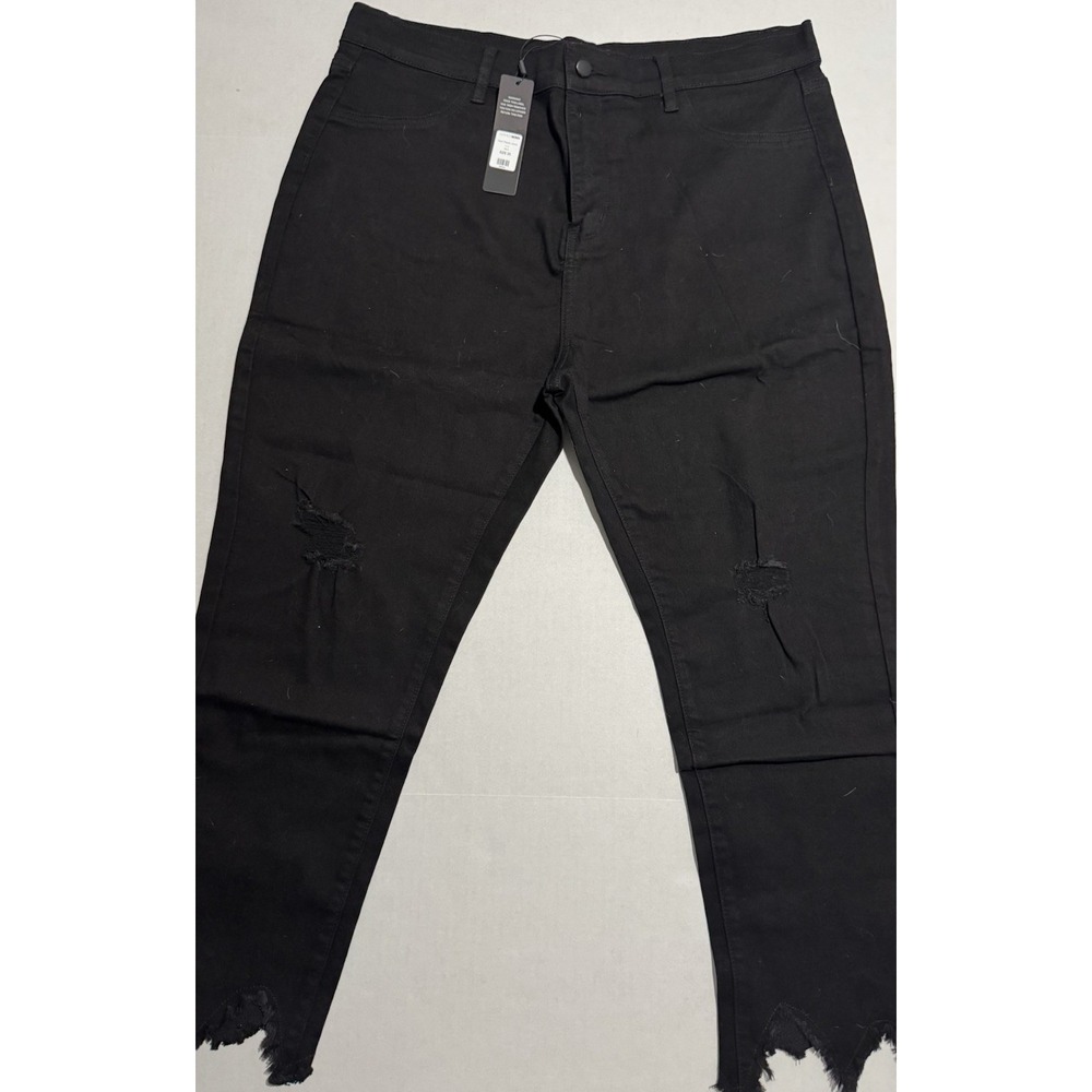 Fashion‎ Nova Women's Black Distressed Pants, 2X NWT